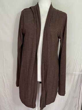 Women’s Open-Front Brown Longline Cardigan